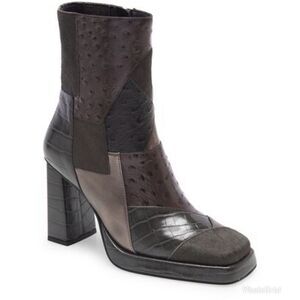 Revolve Jeffrey Campbell Calf Hair Leather Patchwork Maximal Lo Platform Bootie